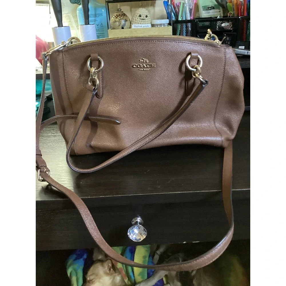 Coach Kelsey Satchel Saddle Brown Crossgrain Leather Handbag F57520 F1761